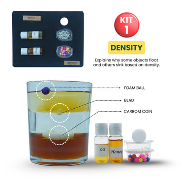 Practiko Class 9 Science Kit – From Motion to Matter experiment setup; Student performing From Motion to Matter activity – Practiko science learning kit; Science concept demonstration from From Motion to Matter kit by Practiko; Hands-on learning with Practiko From Motion to Matter science STEM kit; From Motion to Matter kit materials and tools for Grade 9 science experiments