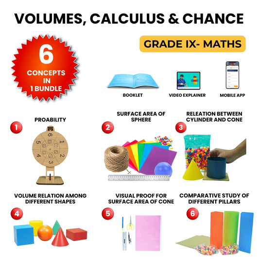 Volumes, Calculus & Chance – Hands-On Math Kit for Grade 9 with 6 Engaging Concepts