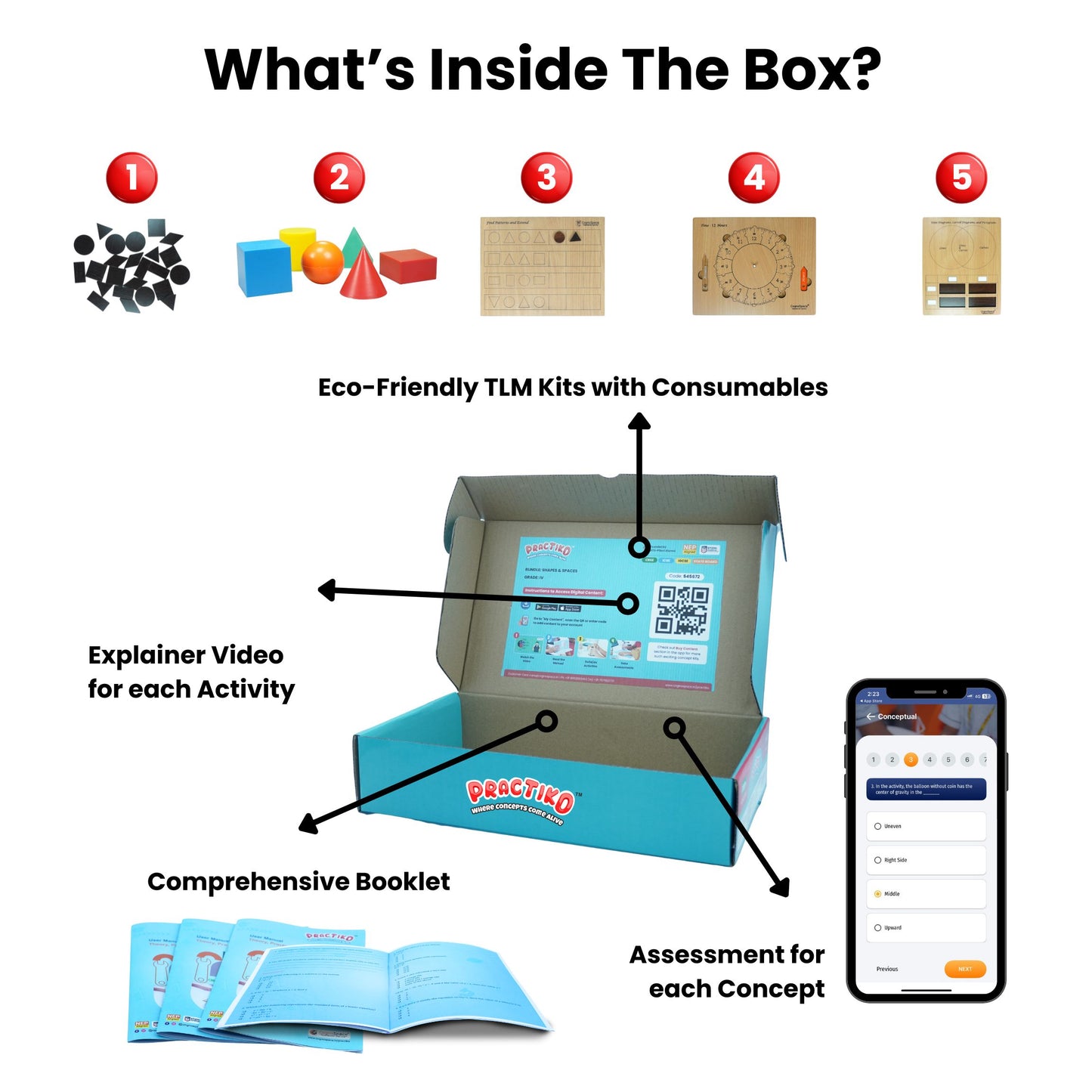 Shapes, Patterns & Time – Hands-On Math Kit for Grade 1 with 5 Engaging Concepts
