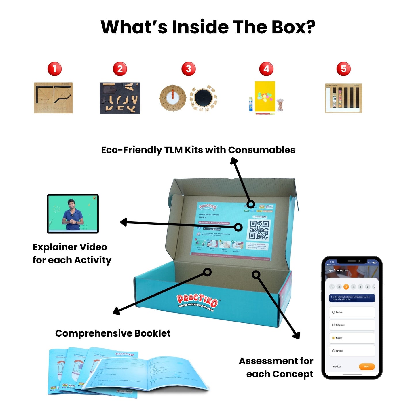 Patterns, Symmetry, Time & Data – Hands-On Math Kit for Grade 2 with 5 Engaging Concepts