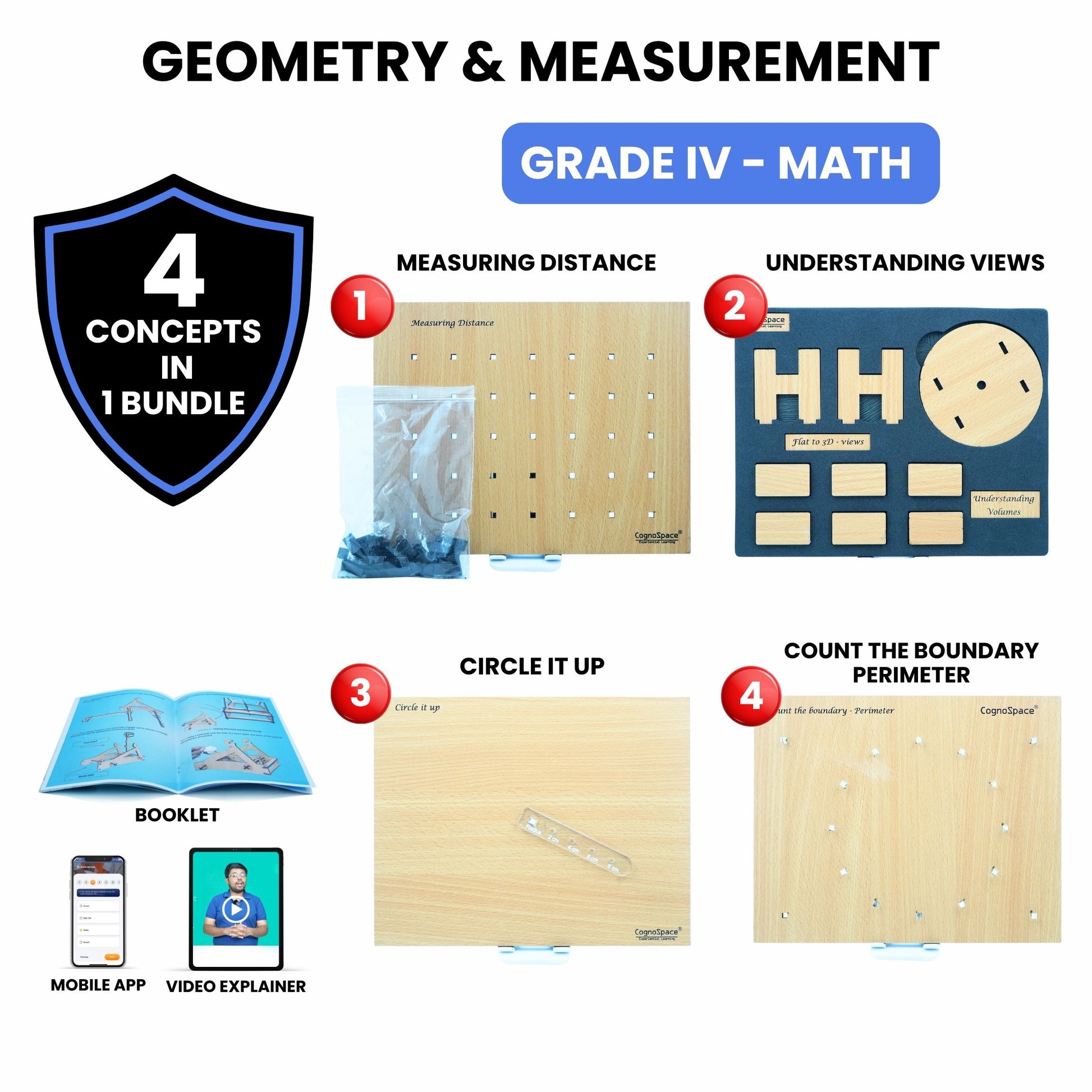 Practiko Class 4 Math Kit – Geometry & Measurement experiment setup; Student performing Geometry & Measurement activity – Practiko math learning kit; Math concept demonstration from Geometry & Measurement kit by Practiko; Hands-on learning with Practiko Geometry & Measurement math STEM kit; Geometry & Measurement kit materials and tools for Grade 4 math experiments