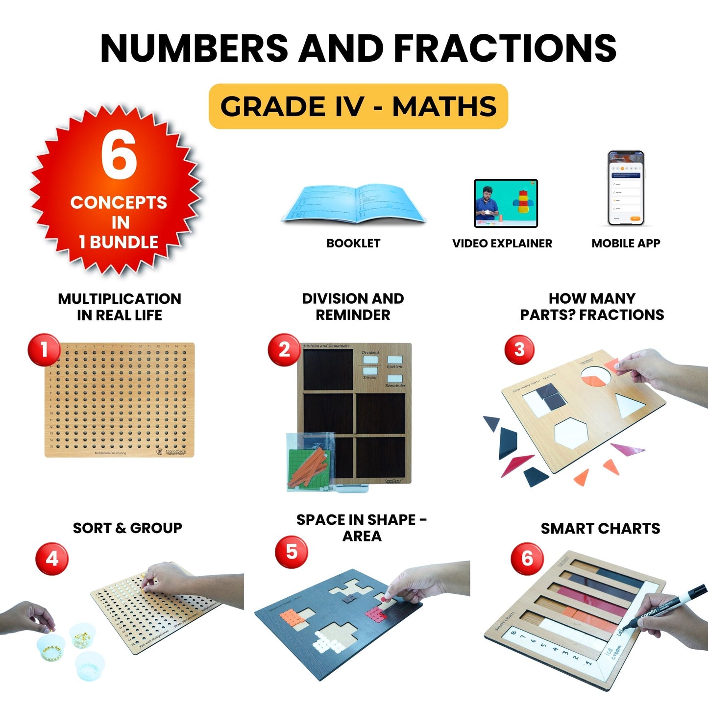 Numbers and Fractions – Hands-On Math Kit for Grade 4 with 6 Engaging Concepts