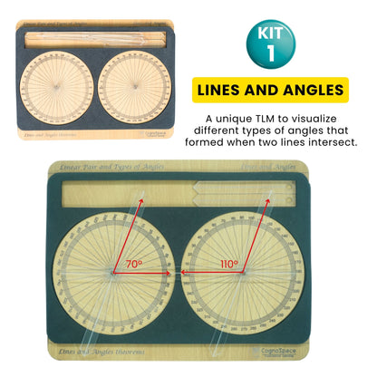 Practiko Class 7 Math Kit – Building Geometry Intuition experiment setup; Student performing Building Geometry Intuition activity – Practiko math learning kit; Math concept demonstration from Building Geometry Intuition kit by Practiko; Hands-on learning with Practiko Building Geometry Intuition math STEM kit; Building Geometry Intuition kit materials and tools for Grade 7 math experiments