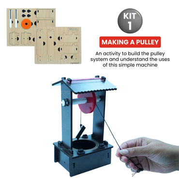 Practiko Class 4 Science Kit – Power and Mechanics experiment setup; Student performing Power and Mechanics activity – Practiko science learning kit; Science concept demonstration from Power and Mechanics kit by Practiko; Hands-on learning with Practiko Power and Mechanics science STEM kit; Power and Mechanics kit materials and tools for Grade 4 science experiments