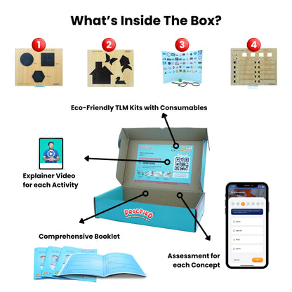 Practiko Class 3 Math Kit – Shapes & Measurement experiment setup; Student performing Shapes & Measurement activity – Practiko math learning kit; Math concept demonstration from Shapes & Measurement kit by Practiko; Hands-on learning with Practiko Shapes & Measurement math STEM kit; Shapes & Measurement kit materials and tools for Grade 3 math experiments