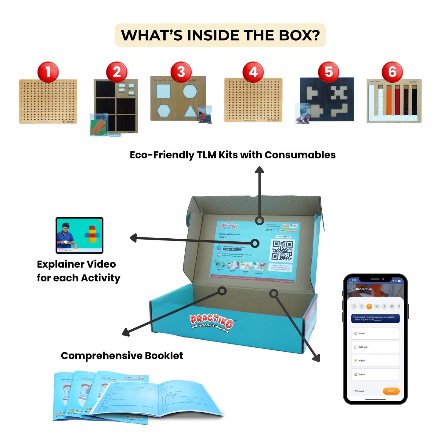 Practiko Class 4 Math Kit – Numbers and Fractions experiment setup; Student performing Numbers and Fractions activity – Practiko math learning kit; Math concept demonstration from Numbers and Fractions kit by Practiko; Hands-on learning with Practiko Numbers and Fractions math STEM kit; Numbers and Fractions kit materials and tools for Grade 4 math experiments